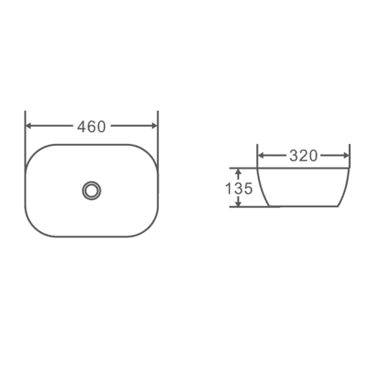 Evea Above Counter Basin (Rectangle: 460x320x135)