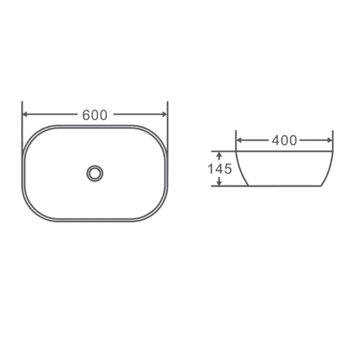 Evea Above Counter Basin (Rectangle: 600x400x145)