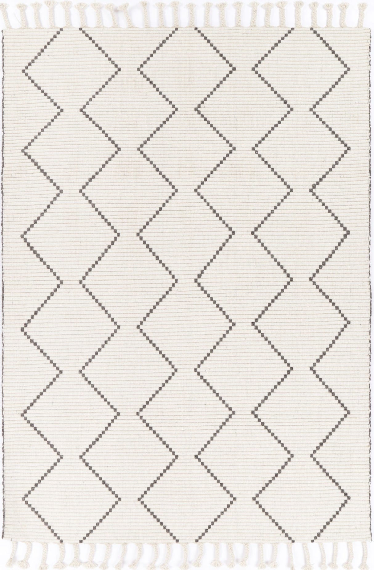 Goa Zig-Zag Wool Blend Cream Rug