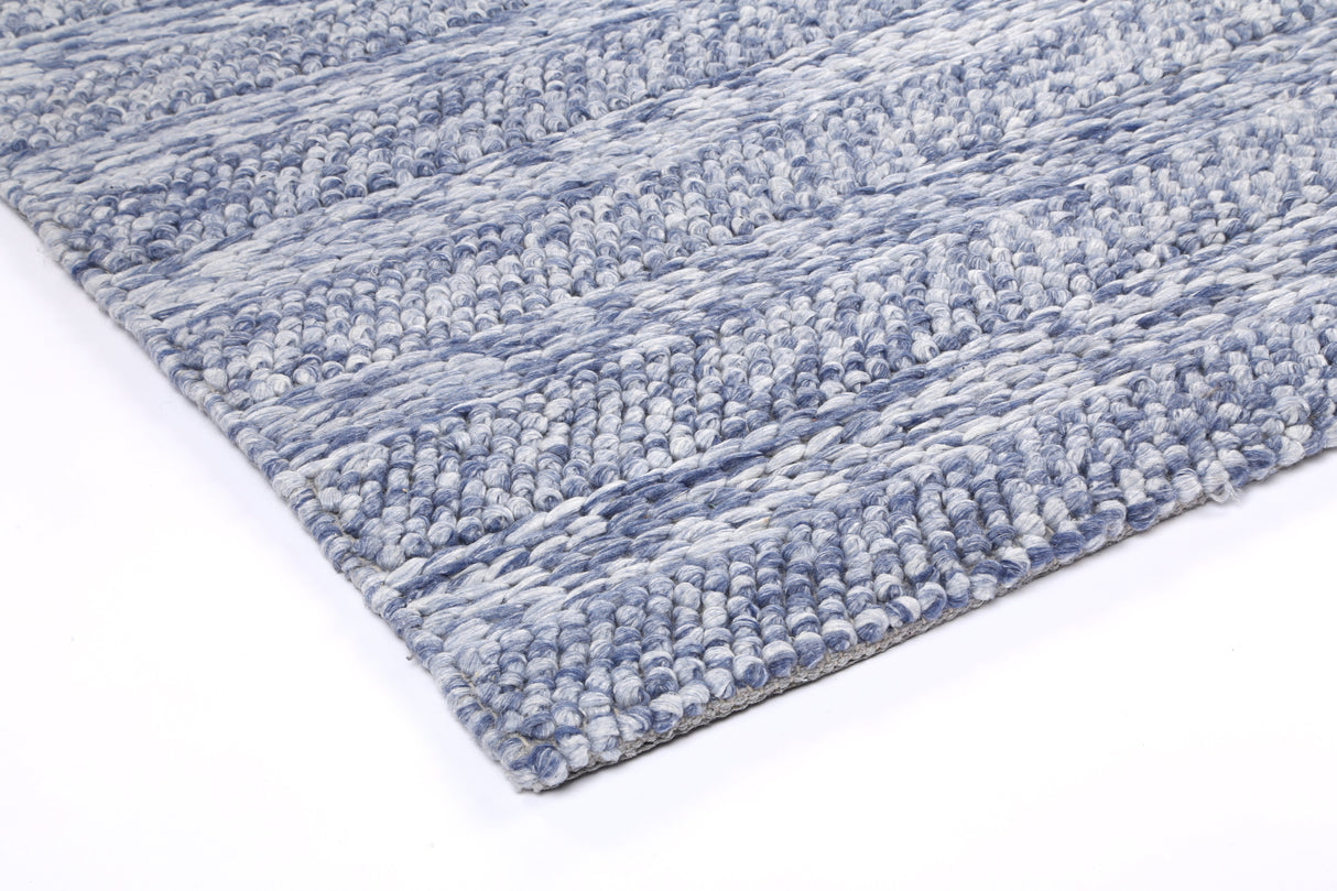 Zayna Ringlets Blue Wool Blend Rug