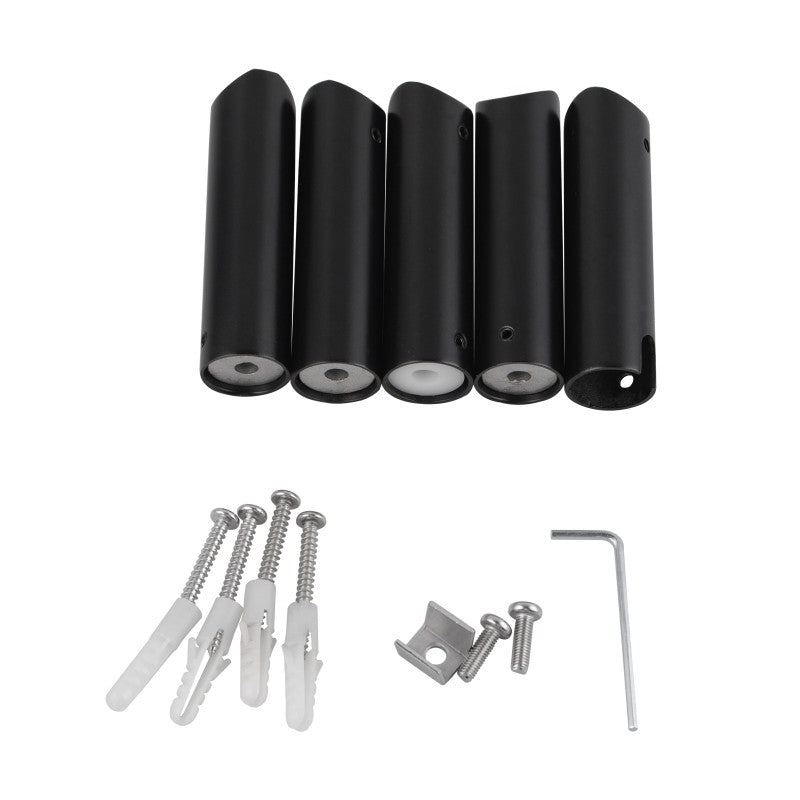 Round Electric Heated Towel Rack 6 Bars - Black