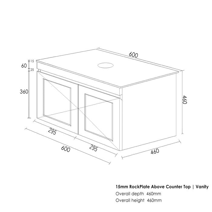 HAMPTON Mark II Wall Hung Vanity 600mm Satin Black
