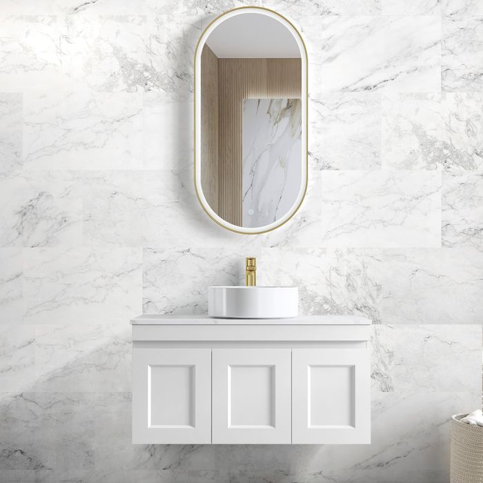 HAMPTON Mark II Wall Hung Vanity 900mm Satin White