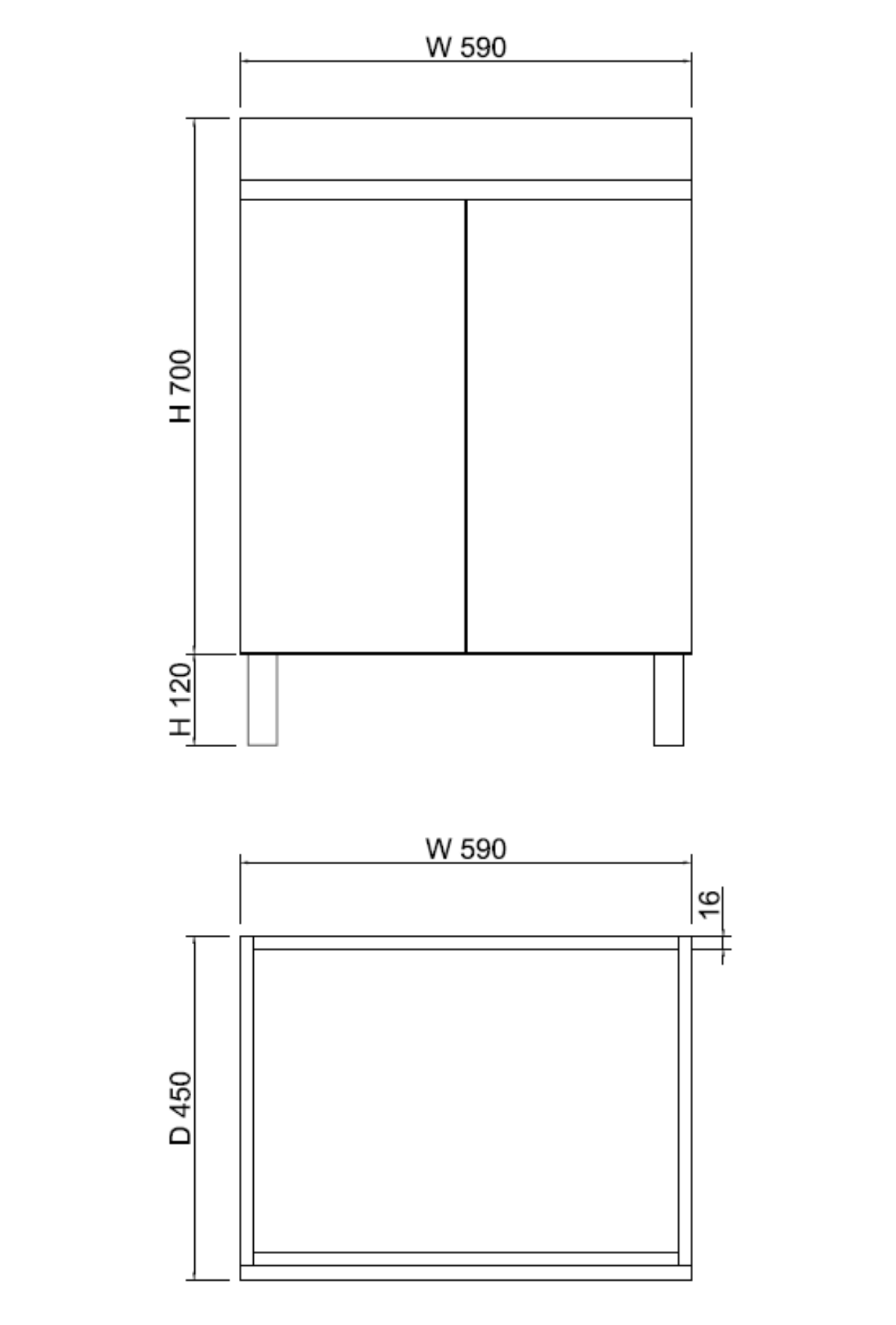 ABS MFL2 Light American Oak Freestanding Vanity 600mm