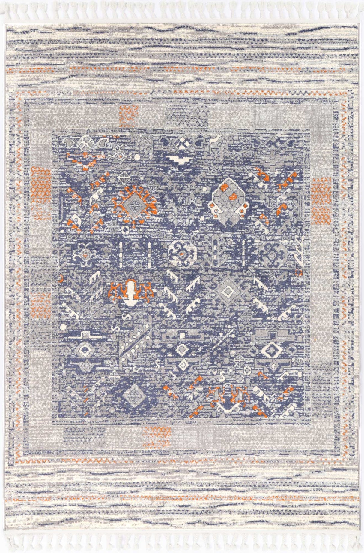 Peru Santiago Blue & Cream Contemporary Rug