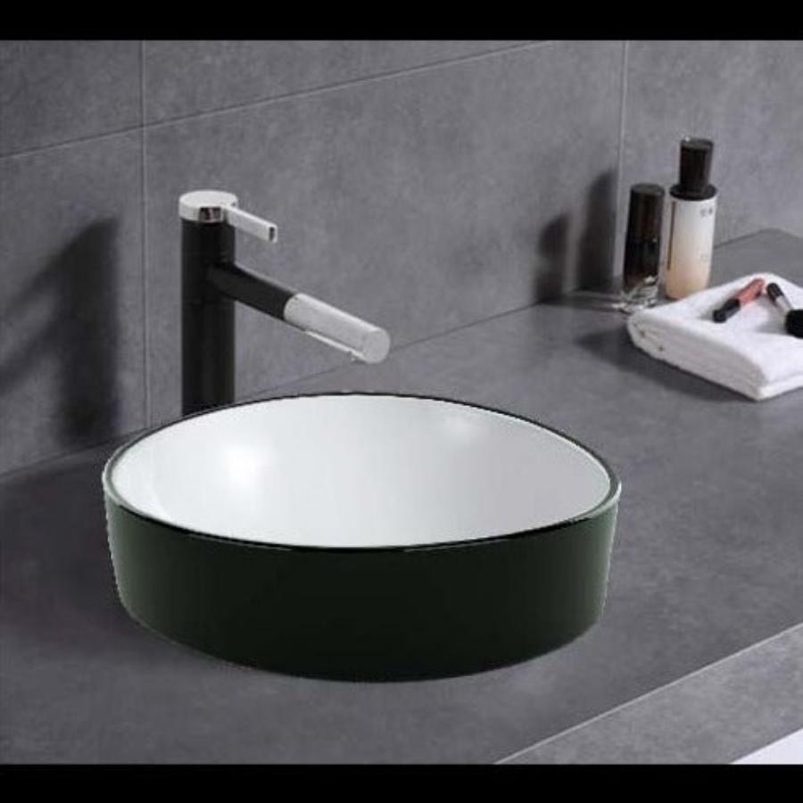 Roza Gloss Black & White Basin (Round: 370x370x140)