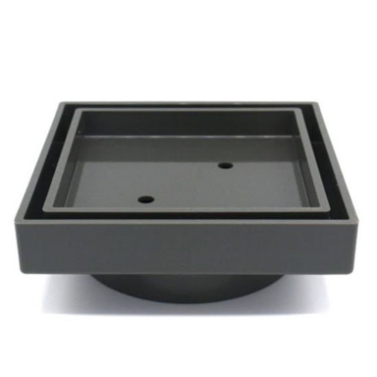 Gun Metal Smart Tile Insert Floor Waste Shower Grate Drain (90mm outlet) 115x115mm