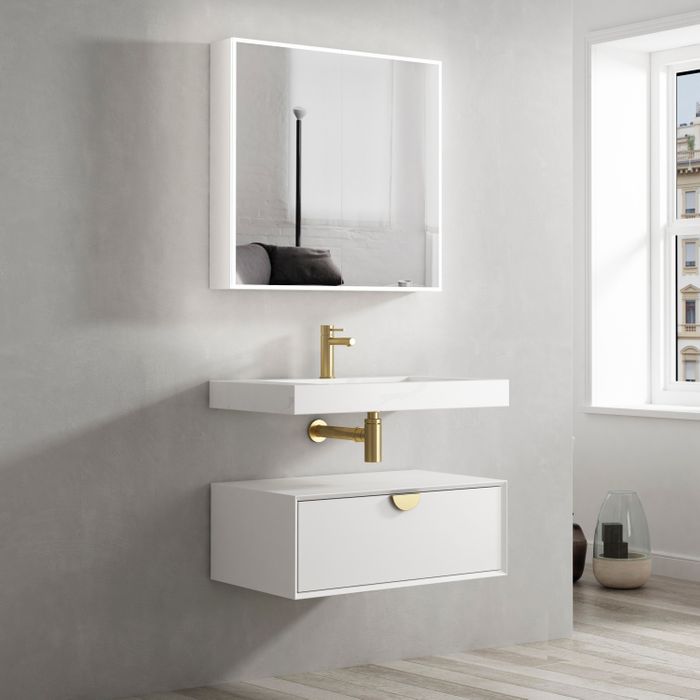 Tiara Wall Hung Vanity and Basin 750mm White