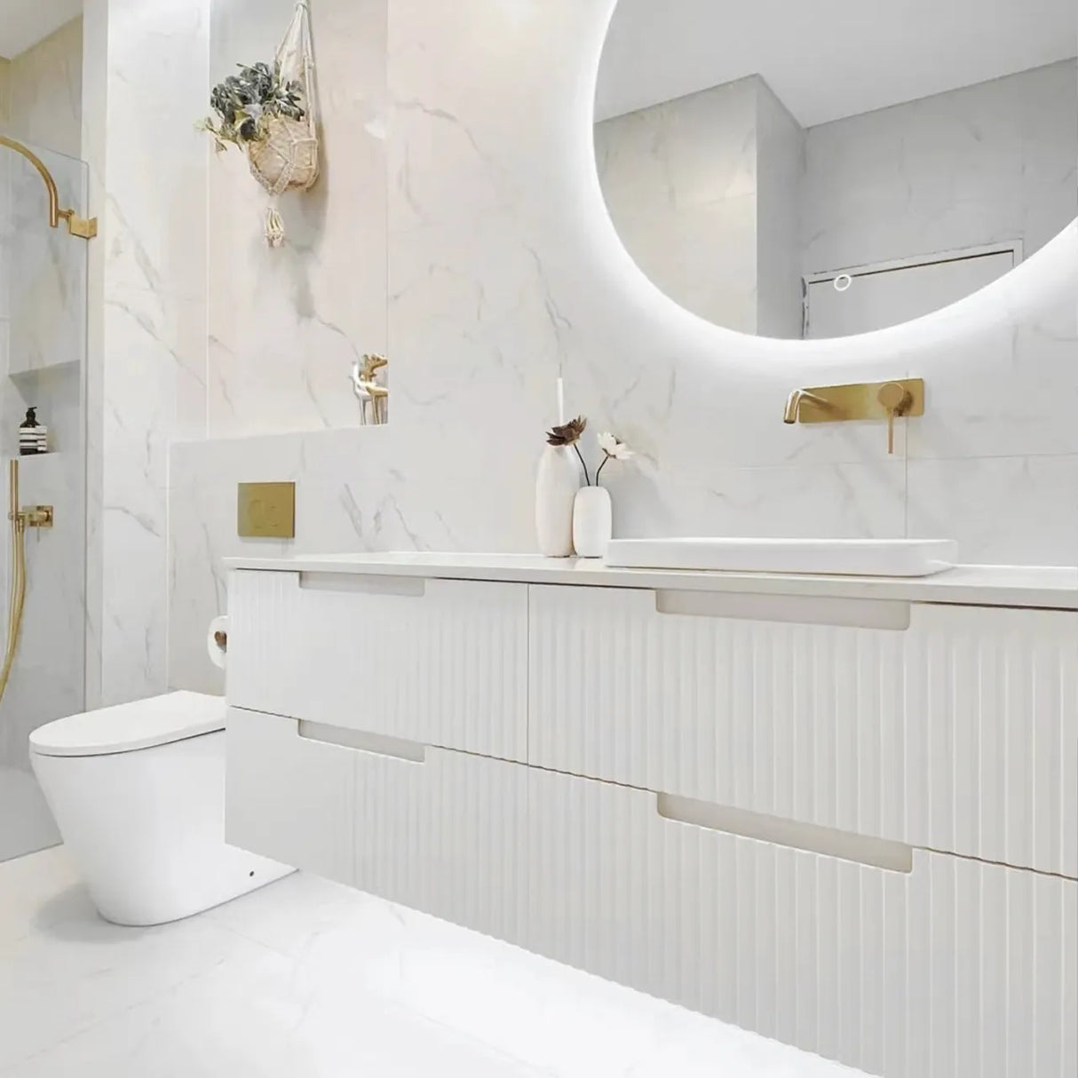 Vanity NOOSA Wall Hung 1500mm Satin White