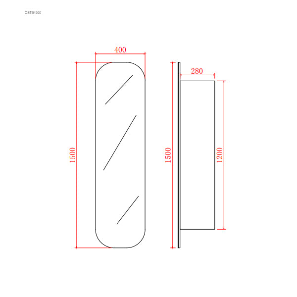 Olivia Shaving Cabinet Tall Boy (1500mm)