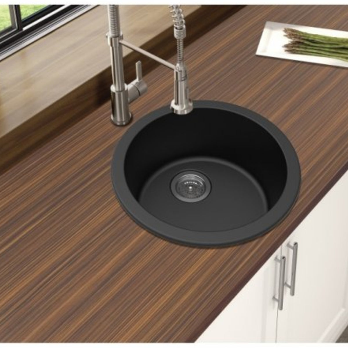 ARETE Black Granite Quartz Stone Sink 460mm