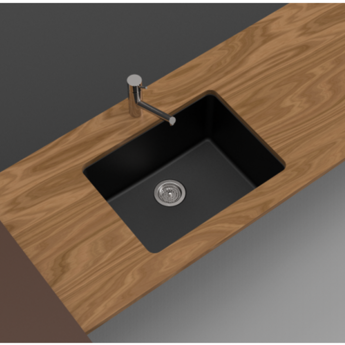 ARETE Black Granite Quartz Kitchen Sink 635x469mm