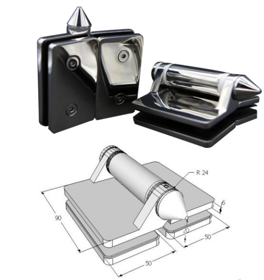 Pool Hinge - 180 ° Glass to Glass - Heavy Duty Spring