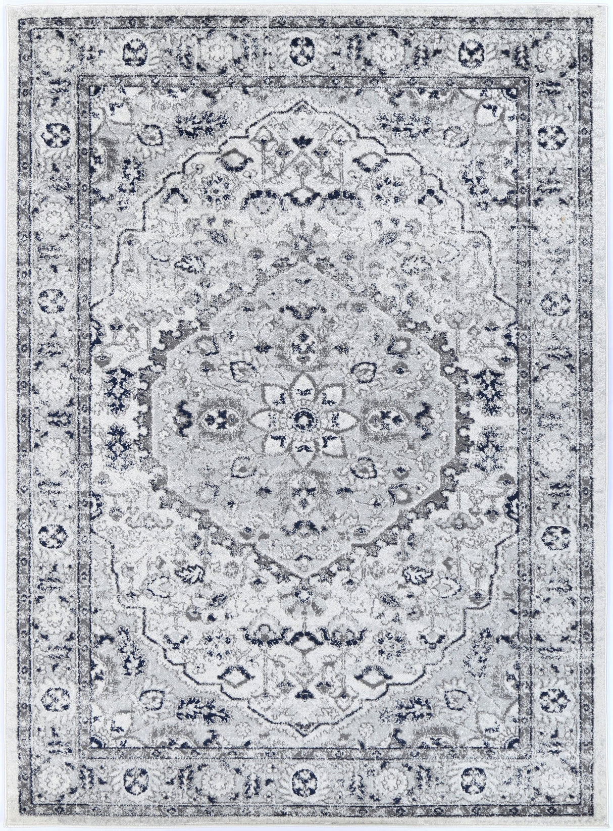 Ligures Cream Navy Floral Rug