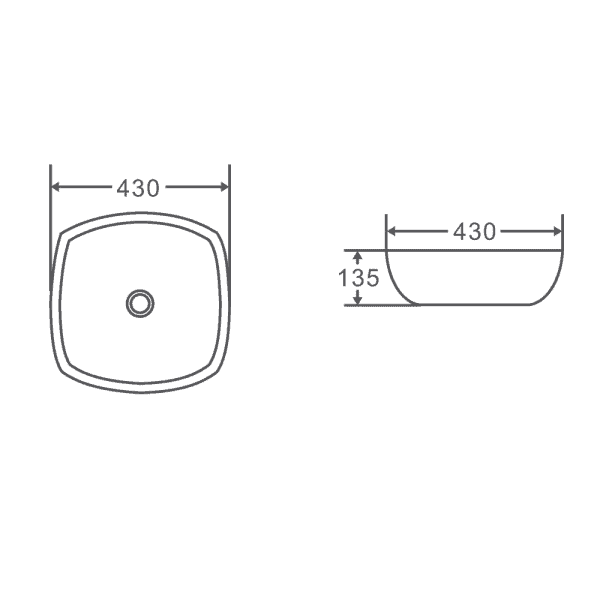 SQ 43 Counter-Top Square Basin (Square: 430x430x135)