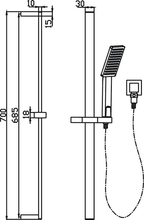 Bonza Hand Shower On Rail (Chrome)