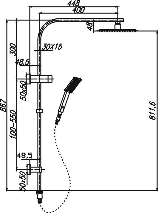 Eric Shower System With Rail (Chrome)
