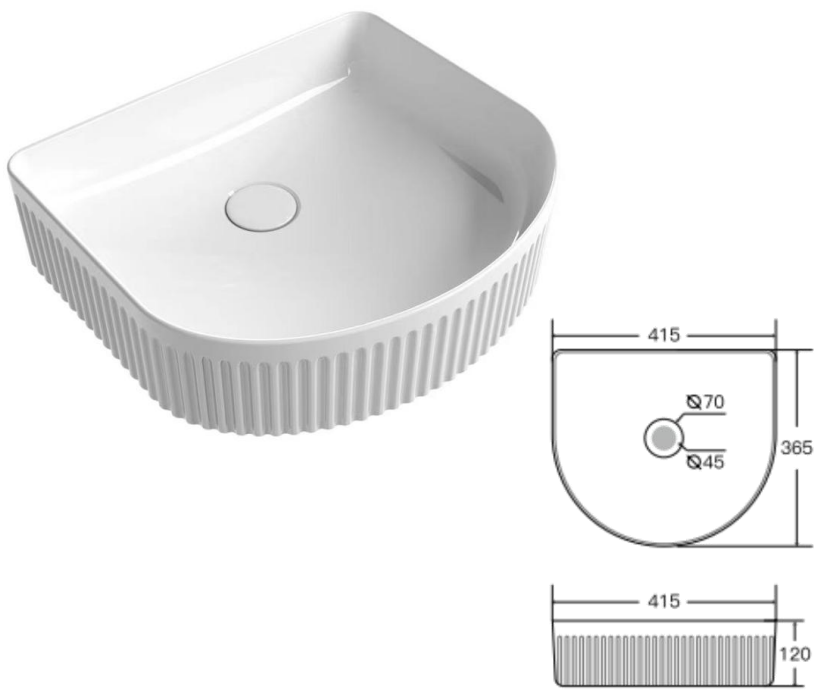 Aulic CYRUS Ceramic Basin (Arch: 415x365x120)