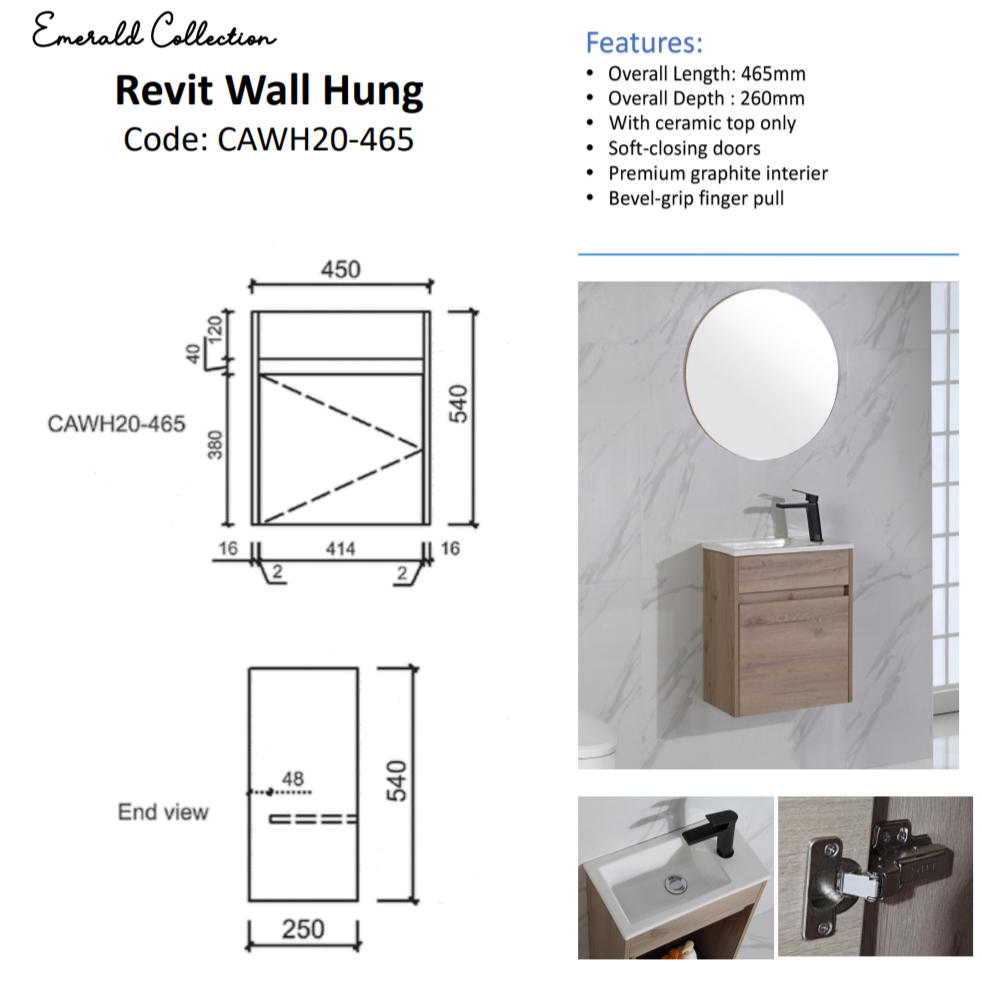 REVIT Mini Wall Hung Vanity Max Oak