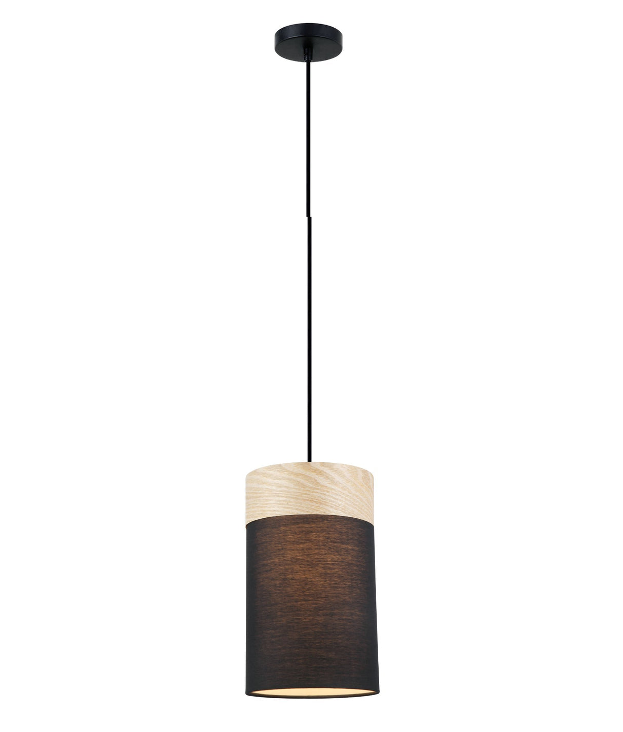 TAMBURA: Scandinavian Small Round Cloth Shade with Wood Trim Pendant Lights