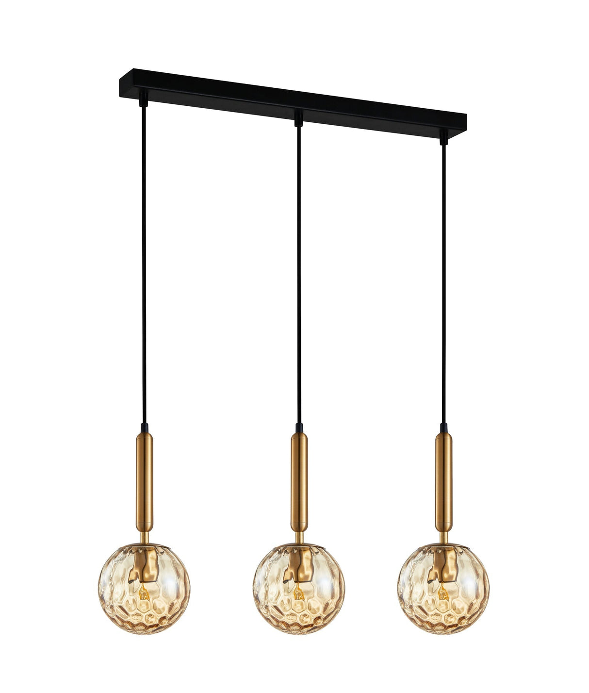 TRATTINO: Interior Bronze Amber /Black Smoke Spherical Glass Multiple Bar Base Pendant Lights