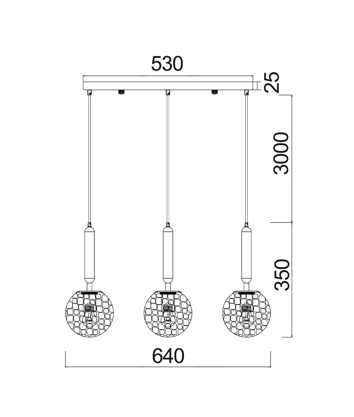 TRATTINO: Interior Bronze Amber /Black Smoke Spherical Glass Multiple Bar Base Pendant Lights