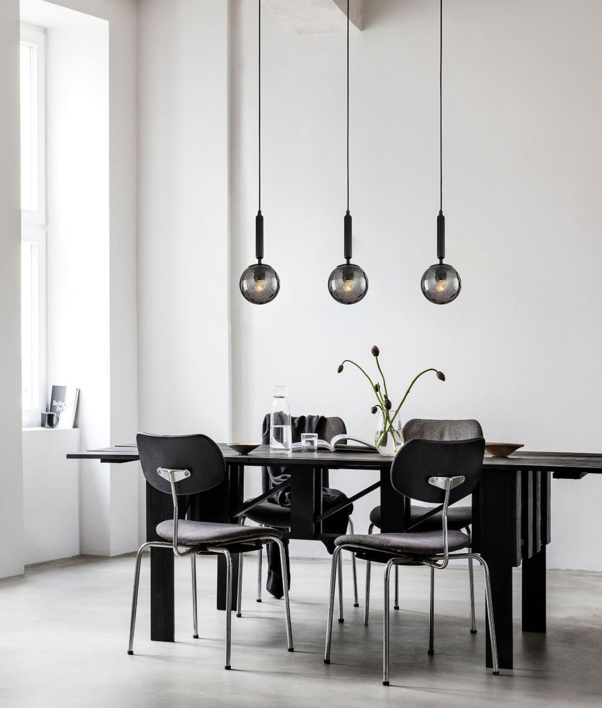 TRATTINO: Interior Bronze Amber /Black Smoke Spherical Glass Pendant Lights