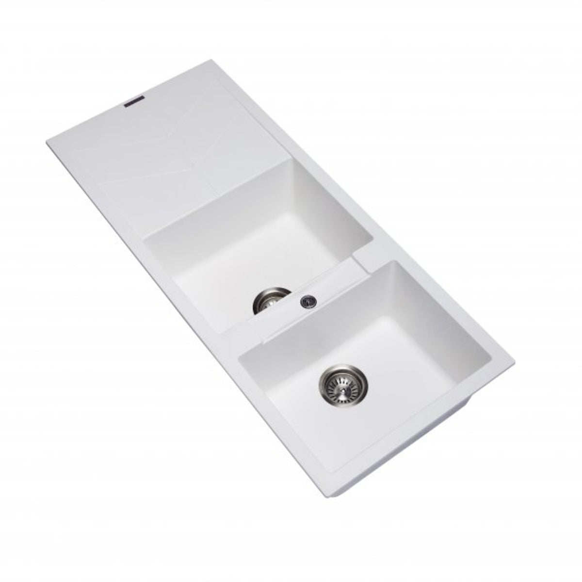 CARYSIL JAZZ White Granite Double Kitchen Sink with Drainboard 1160x500mm