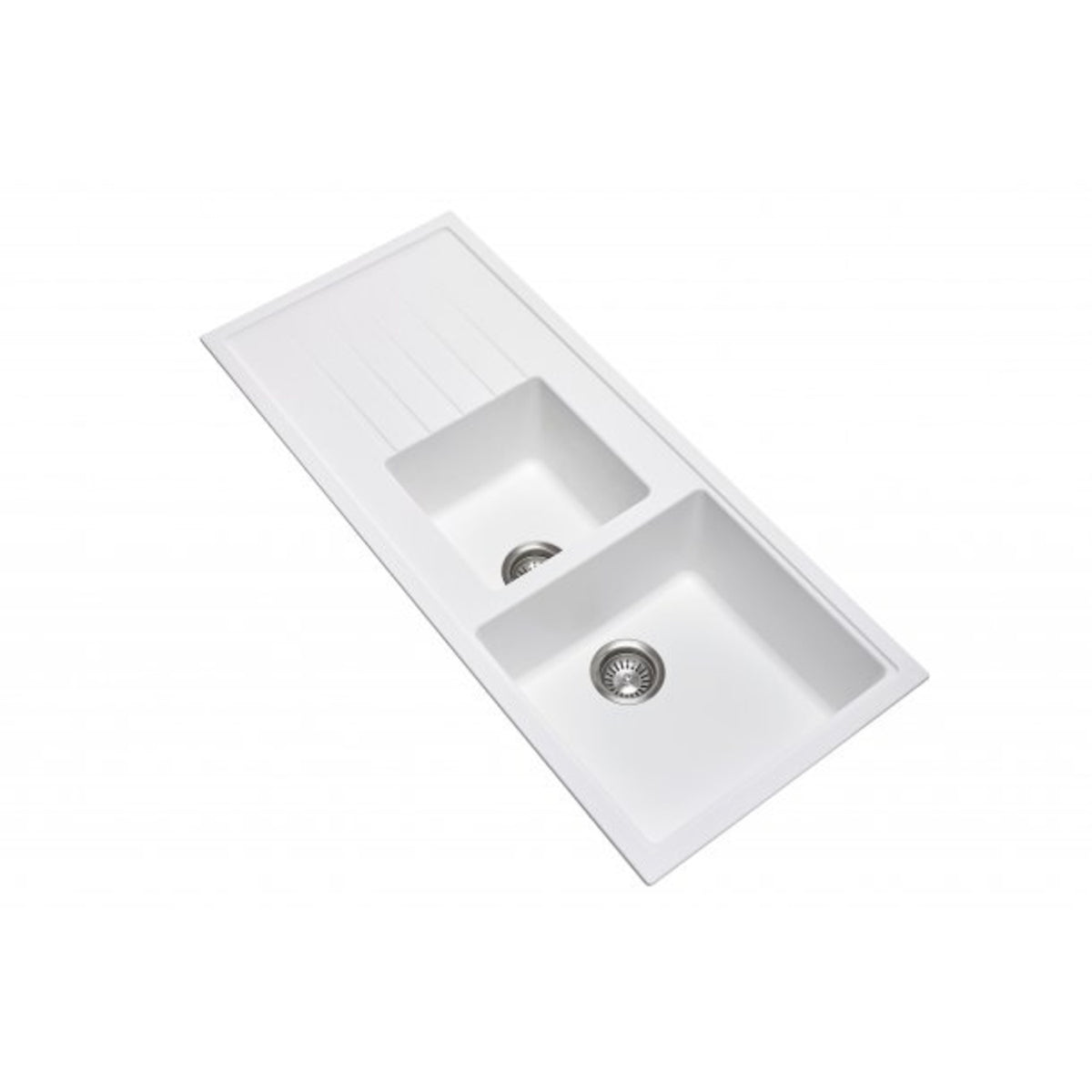 CARYSIL VIVALDI White Granite Single and 1/2 Kitchen Sink with Drainboard 1160x500mm