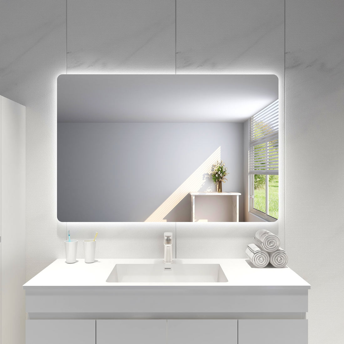 POS LED Rectangular Backlit Frameless Mirror 750/900