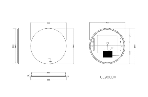 Poseidon Round LED Backlit Mirror 600/700/800/900