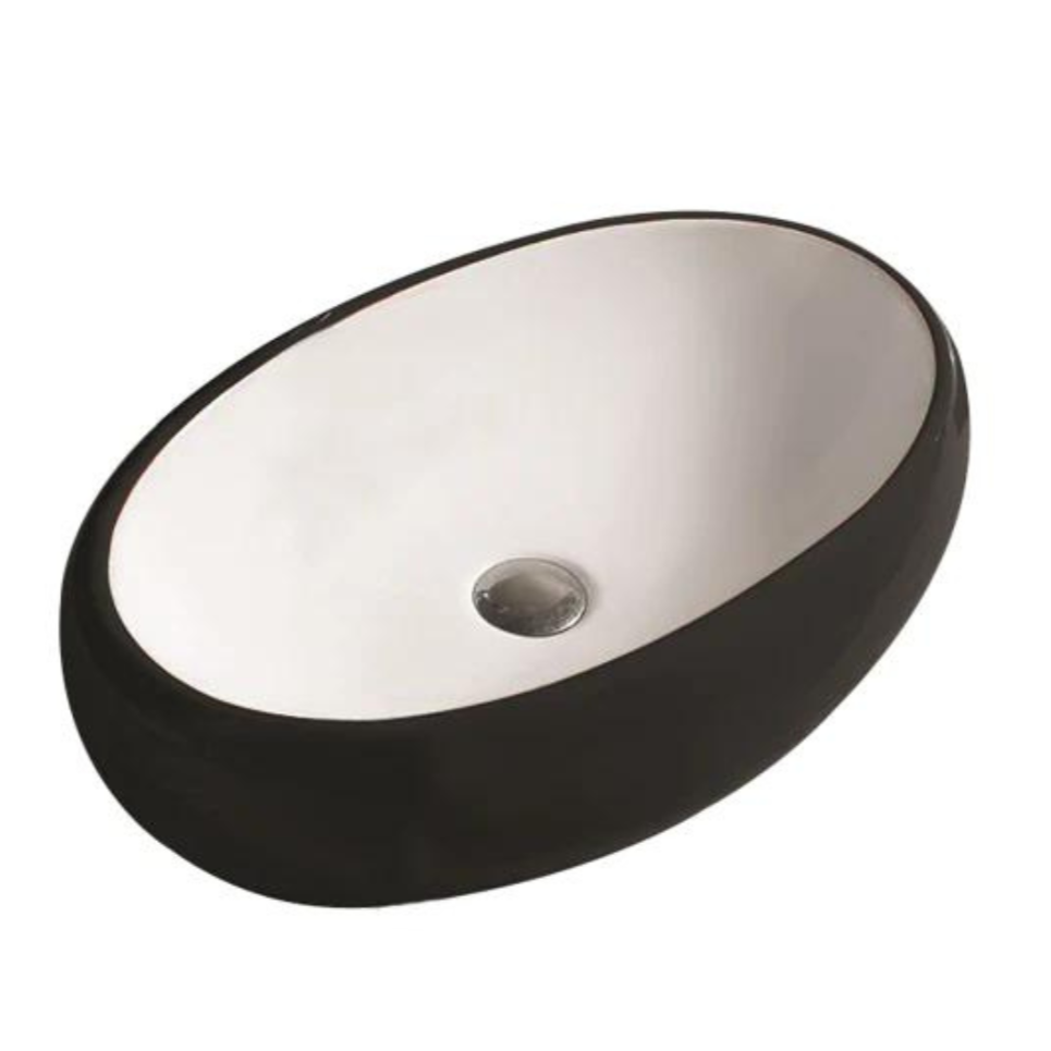 POSEIDON Black and White Basin (Oval: 600x400x150)