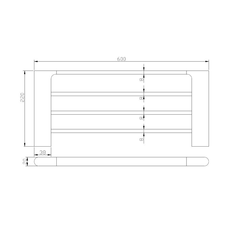 VOG Tower Rack 600mm - Black Technical Drawing
