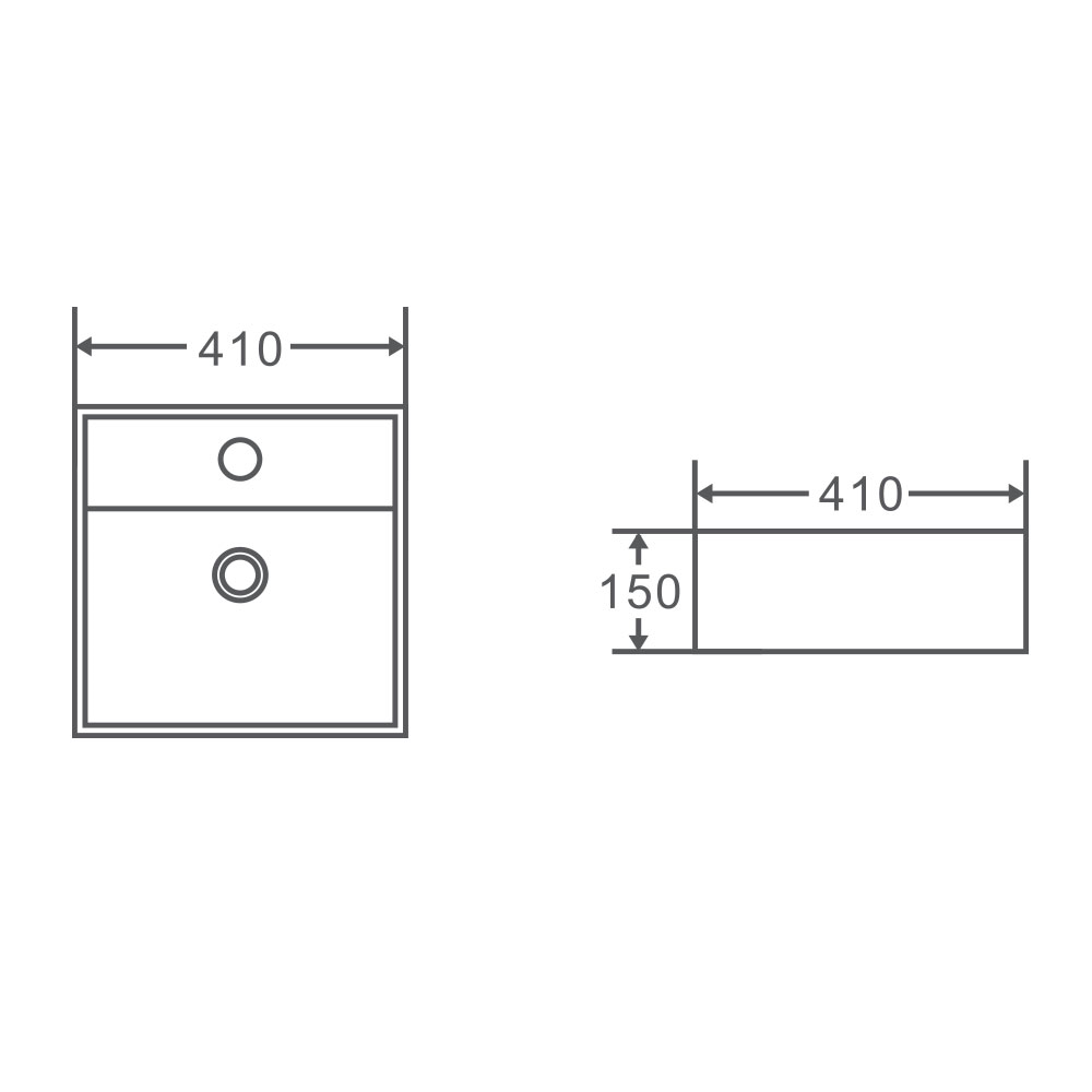 Vento 41M Wall Hung Basin White (Square: 410x410x150)