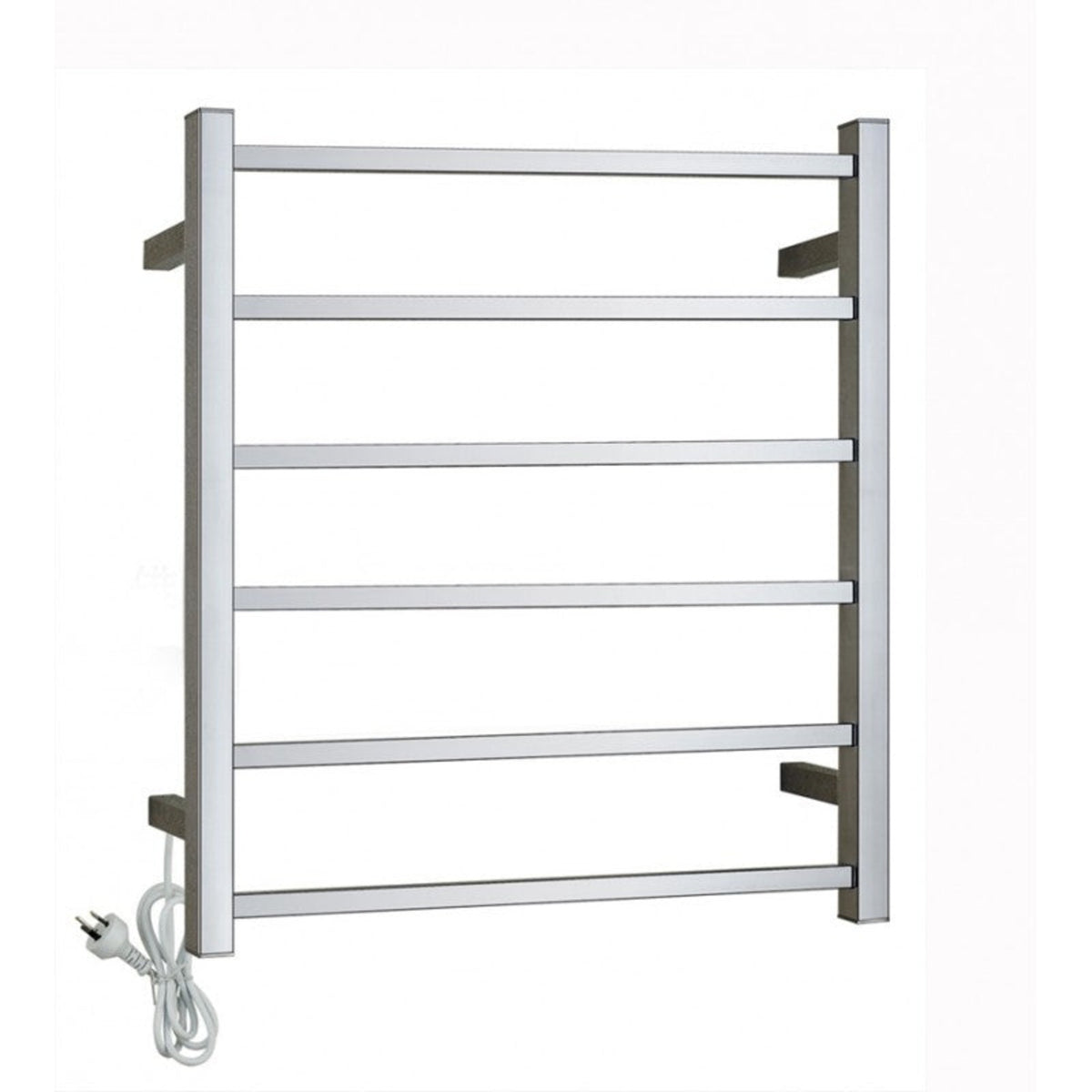 Square Electric Heated Towel Rack 6 Bars - Chrome