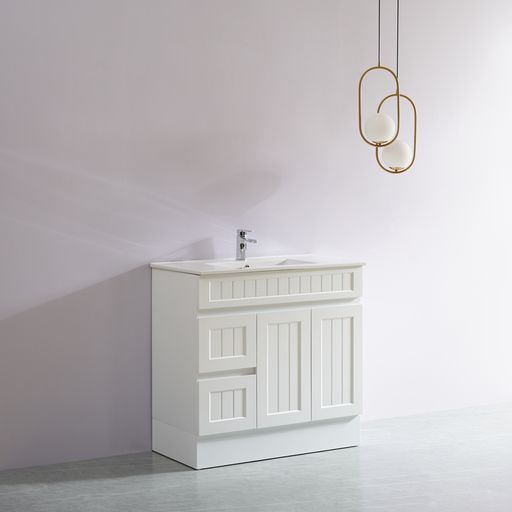 ACACIA SHAKER Matte White PVC Floor Vanity 900