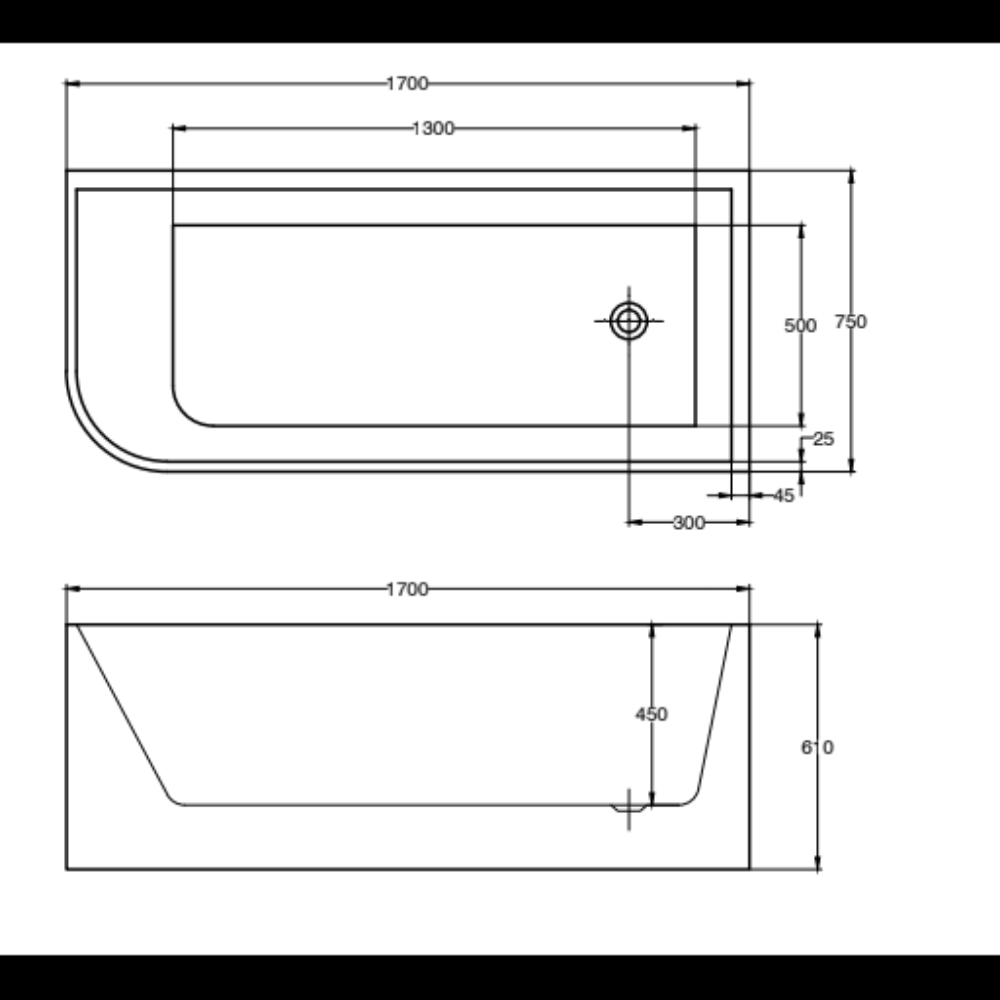 ELLIE Gloss White Corner Bathtub-Non Overflow