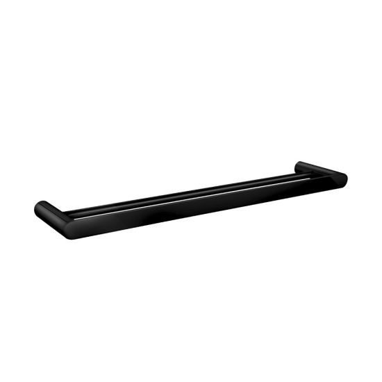 Bellino Solid Brass Double Towel Rail 600mm - High Gloss Black