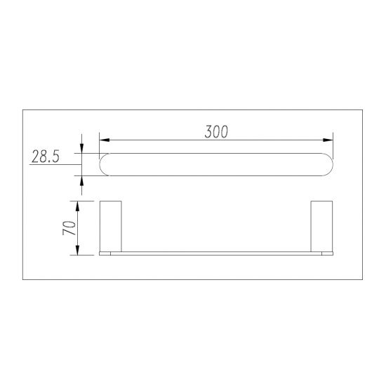 Bellino Towel Rail 300mm - High Gloss Black Technical Drawing