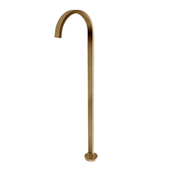 Cavallo Square Stainless Steel Freestanding Bath Spout - Brushed Brass