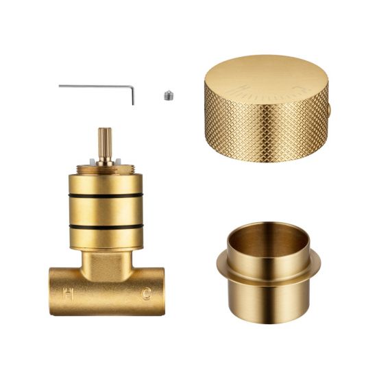 Round Progressive Wall Mixer Handle - Brushed Brass