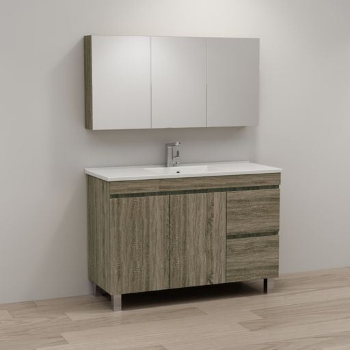 ABS DFL2 Dark Oak Freestanding Single Bowl Vanity 1200mm - Clearance