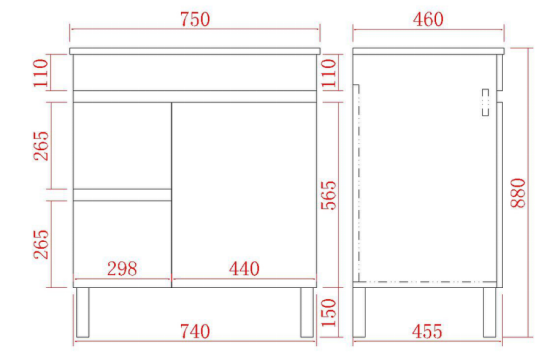 STELLA PVC Floor Vanity 750mm