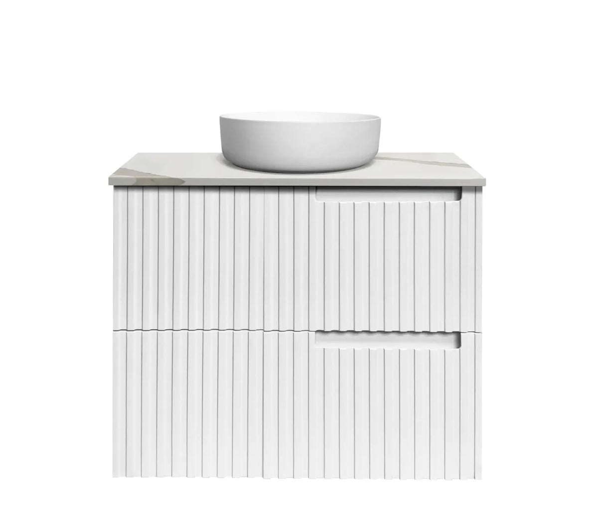Noosa Fluted Wall Hung Vanity 750mm Satin White