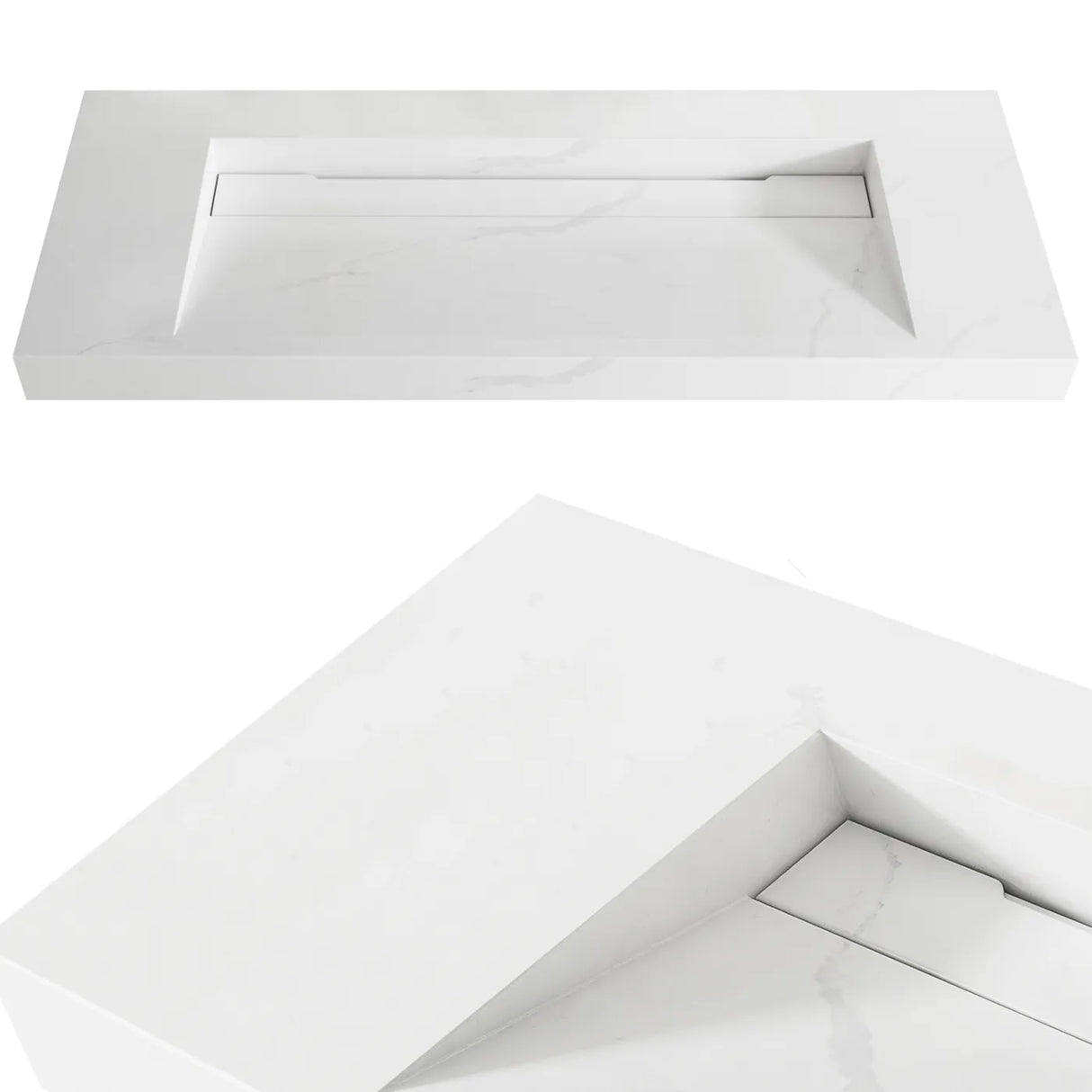 Moonlight Solid Surface Basin with Optional Mixer & Bottle Trap (Rectangle: 1200x460x80)