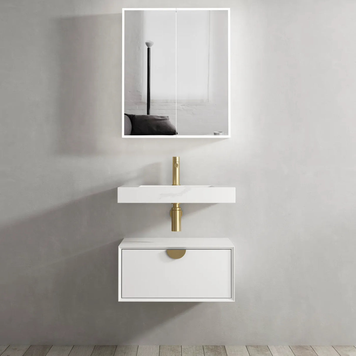 Moonlight Solid Surface Basin 750X460mm with Optional Mixer & Bottle Trap (Rectangle: 750x460x80)