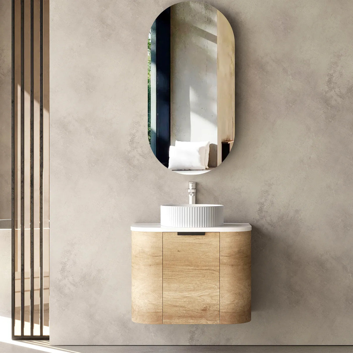 COOGEE Wall Hung Curved Vanity Natural Oak (All Sizes)