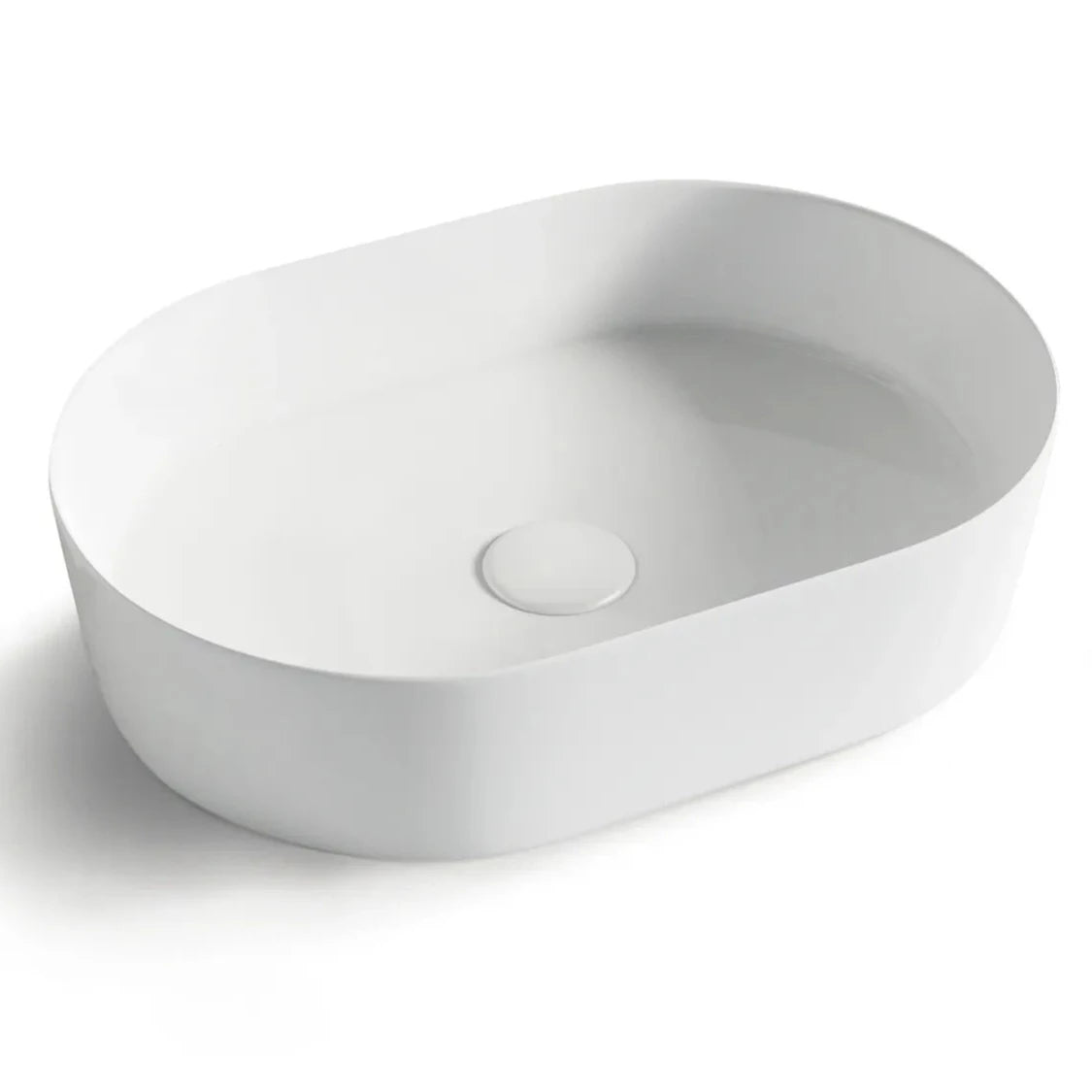 QUAY Gloss White Ceramic Basin (Oval: 500x340x120)