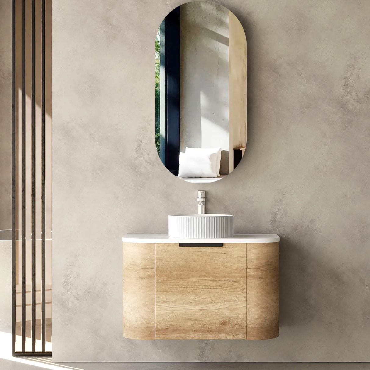 COOGEE Wall Hung Curved Vanity Natural Oak (All Sizes)
