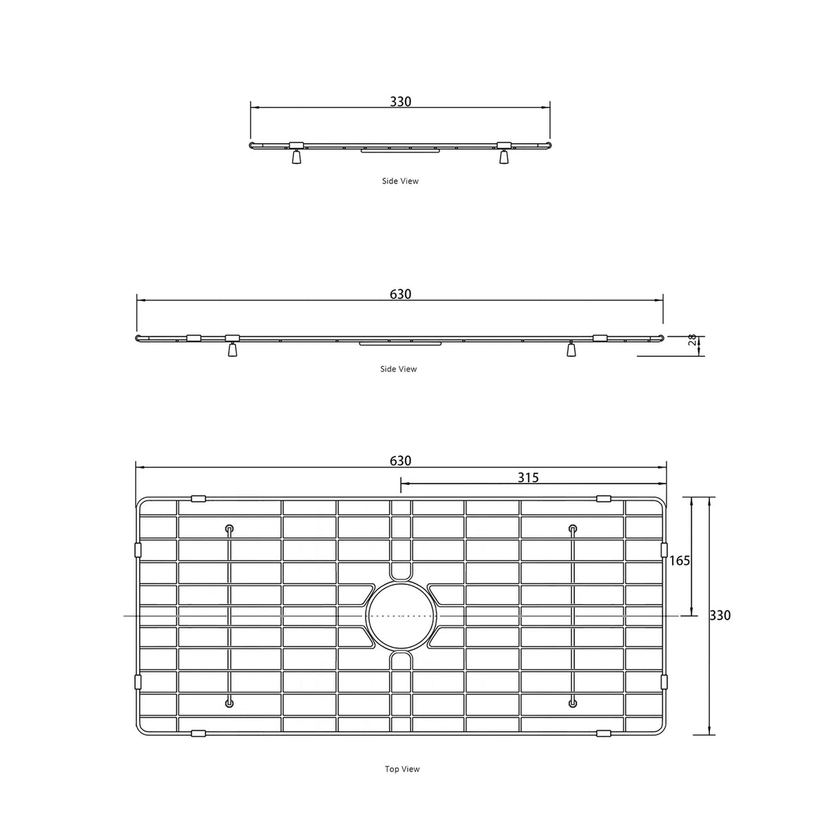 Butler / Farmhouse Sink Stainless Steel Protective Grid 630x330mm